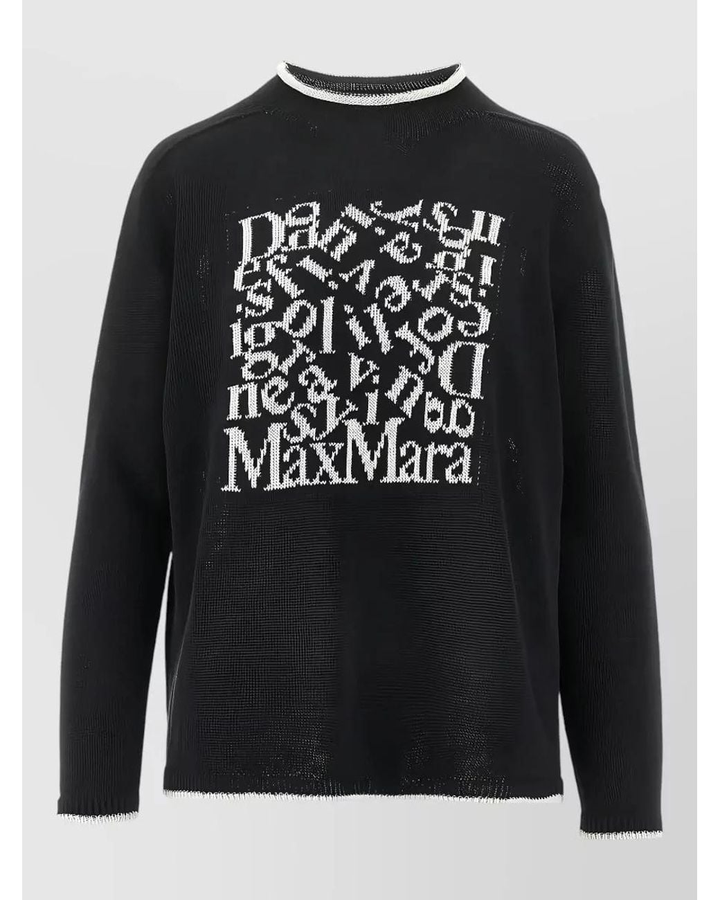 Max Mara Black Linen Embroidered Sweatshirt
