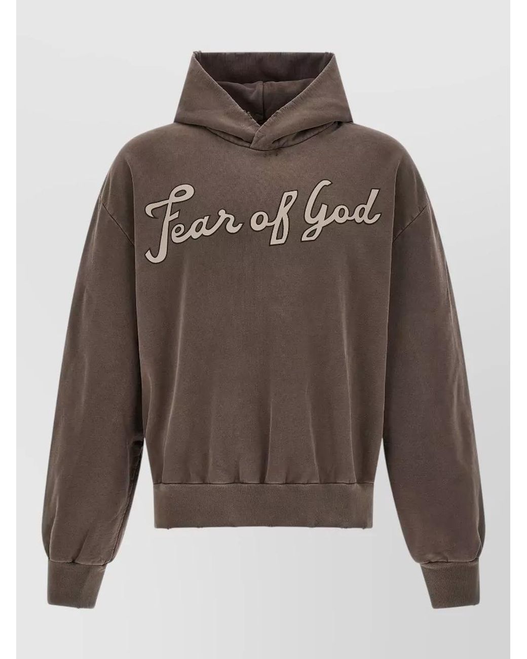 Fear Of God Gray Cotton Graphic-Print Long-Sleeve Hoodie for men