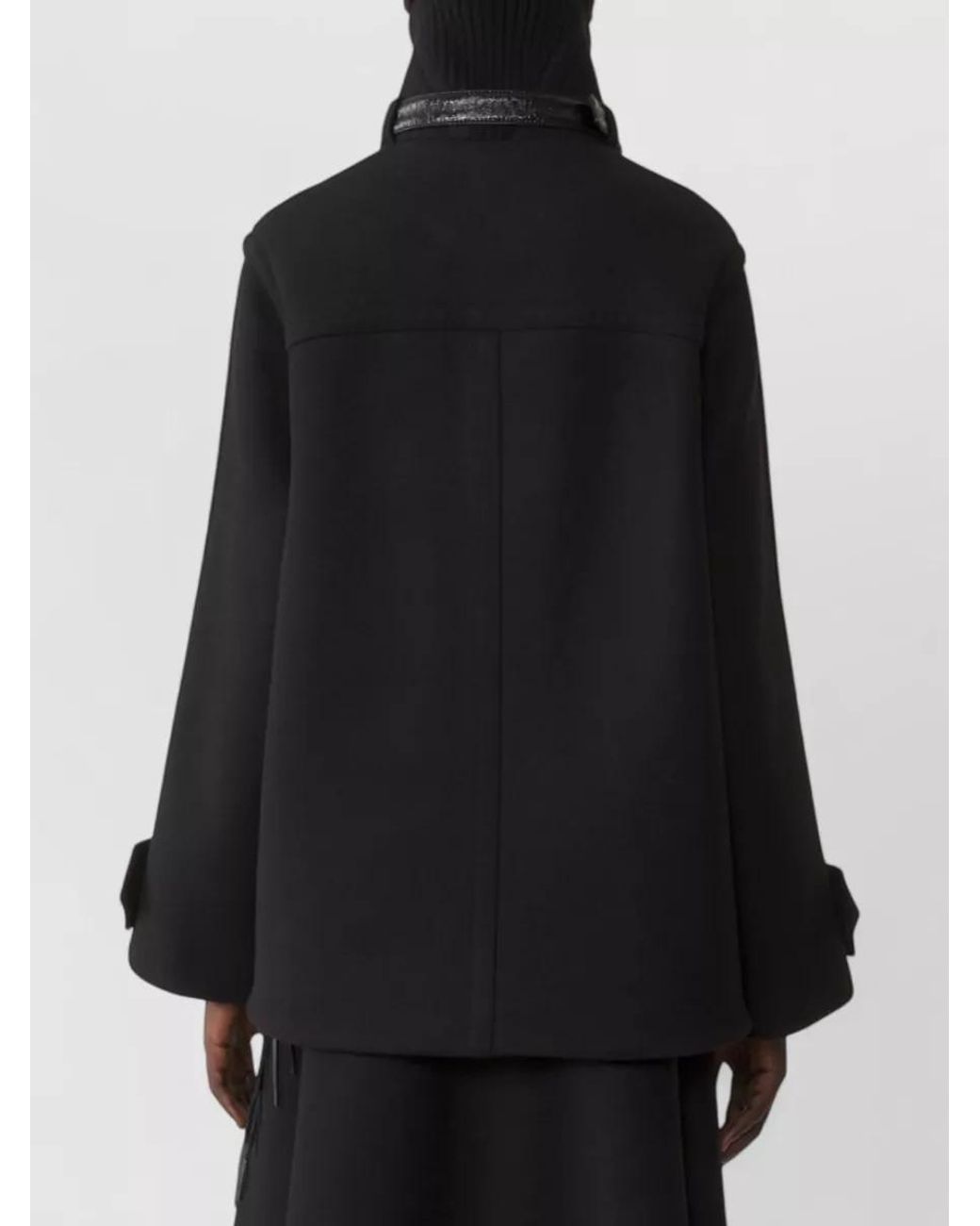 Lanvin Black Wool High-Neck Short Coat