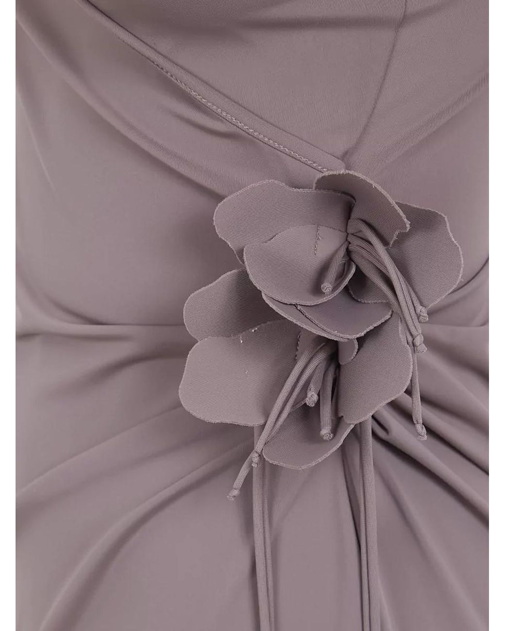 Coperni Purple Asymmetric Floral-Print Midi Dress