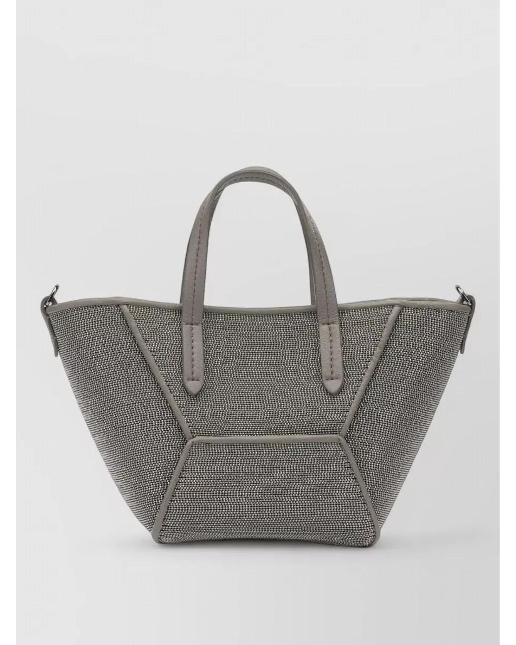 Brunello Cucinelli Gray Monili Mini Leather Shoulder Bag