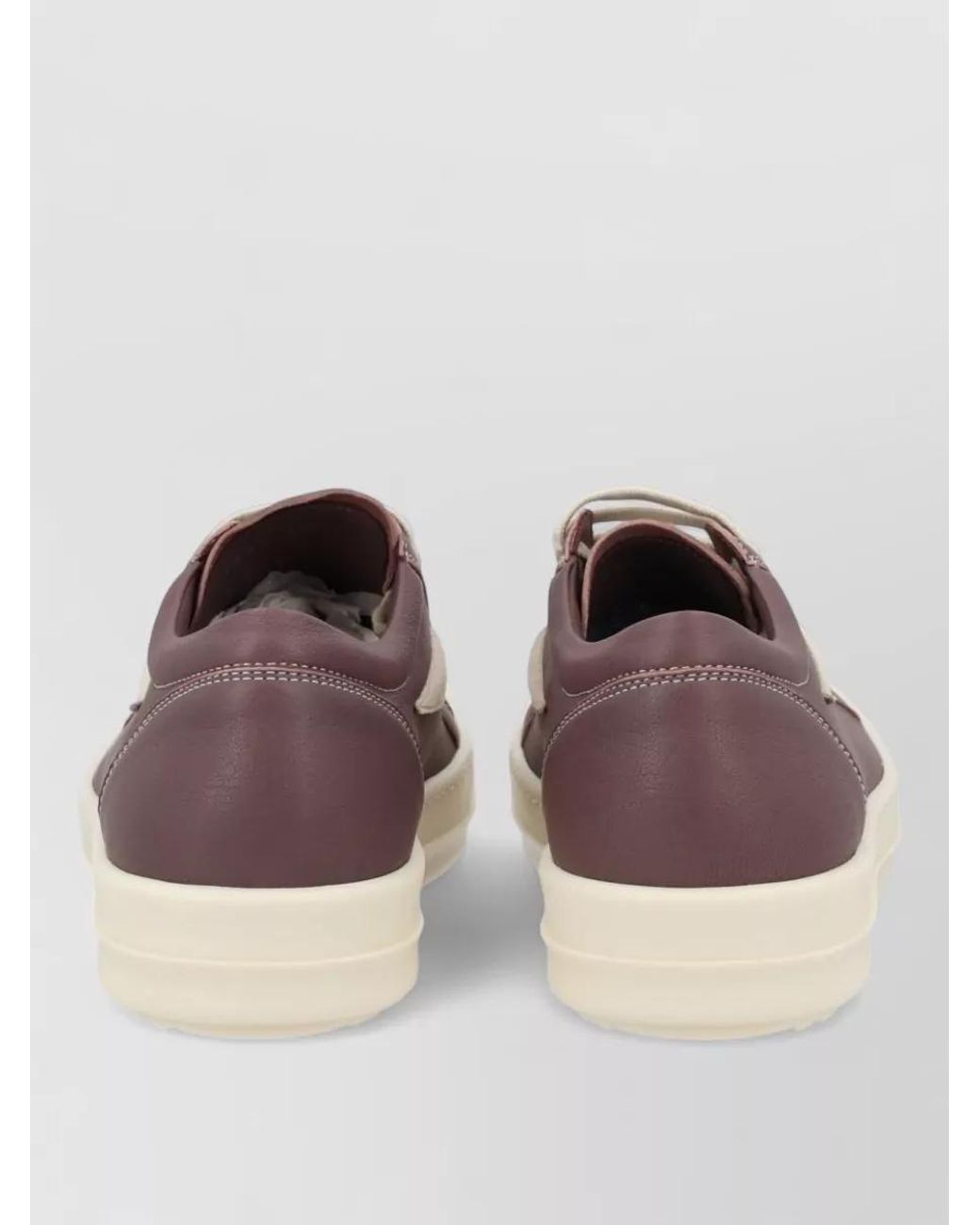 Rick Owens Natural Leather Lace-Up Sneakers