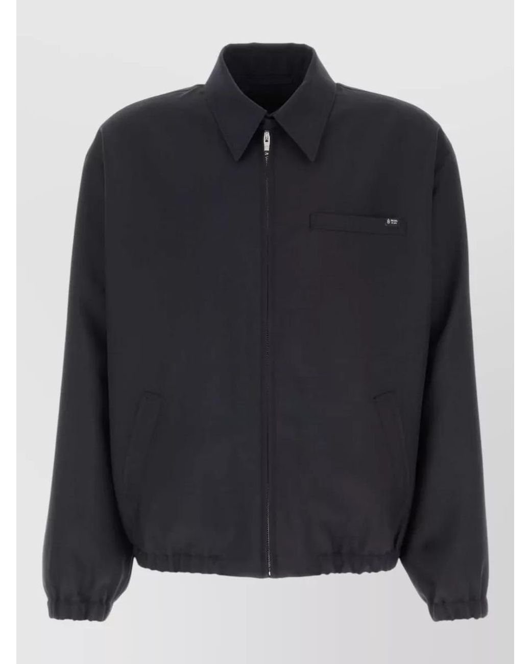 Prada Black Mohair Virgin Wool Single-Breasted Coat for men