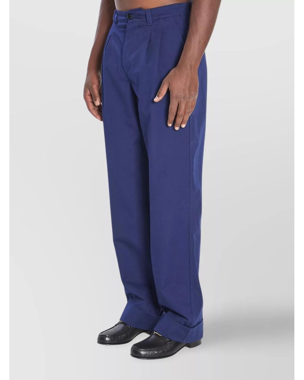 Valentino Garavani Blue Cotton Straight-Leg Trousers for men