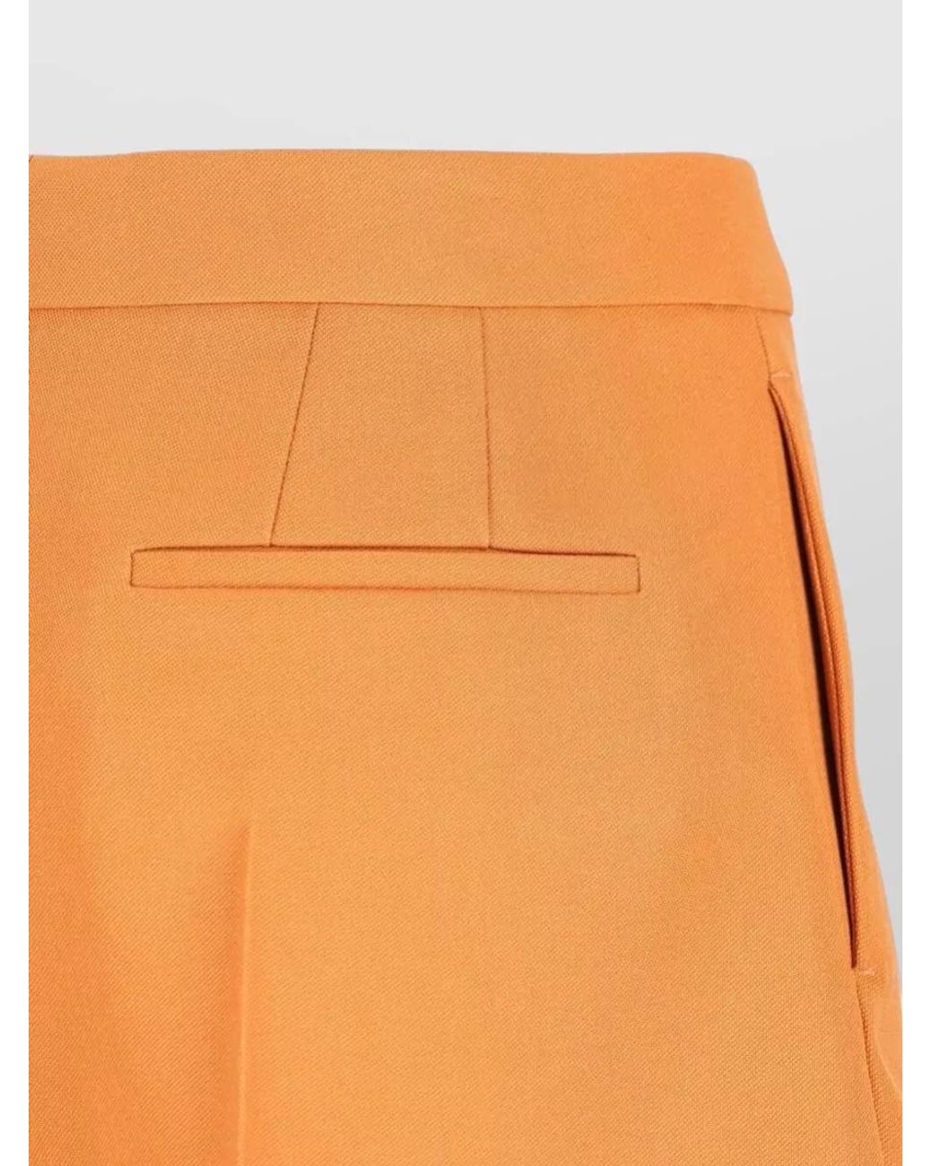Fendi Orange Wool Pleated Tailored Shorts