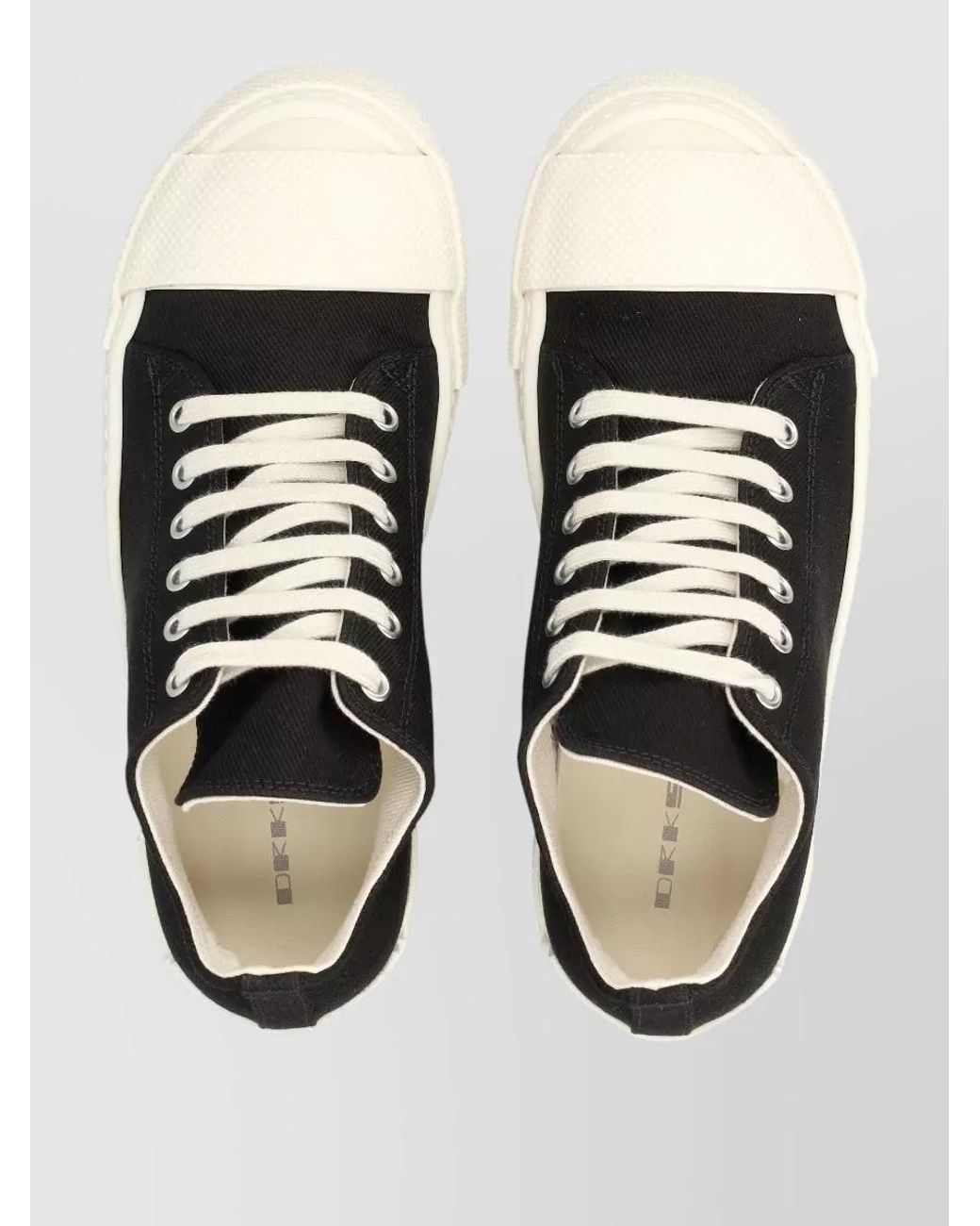 Rick Owens White Cotton Low-Top Lace-Up Sneakers