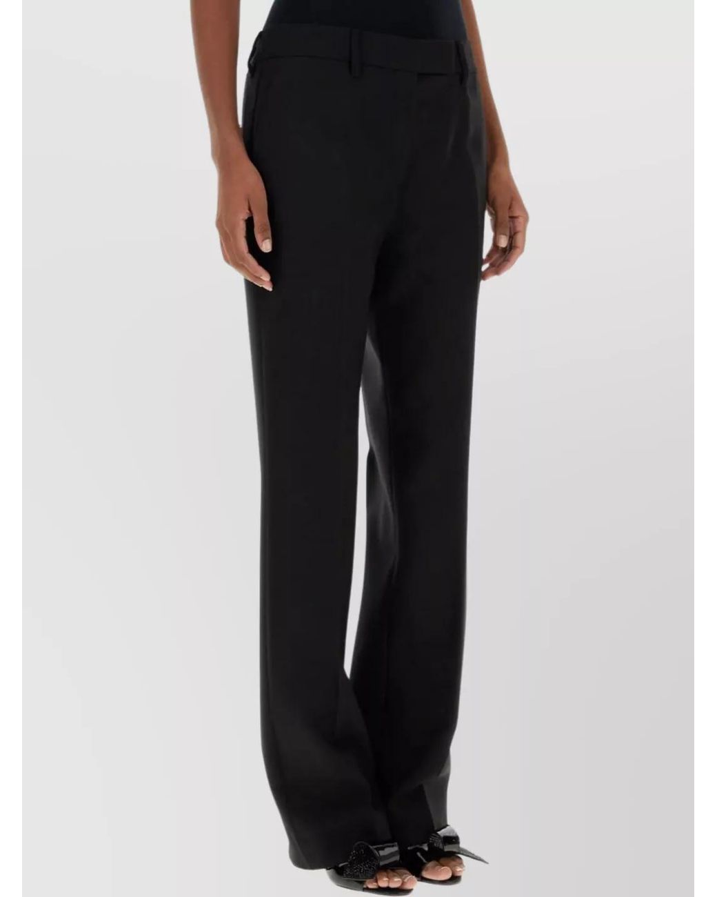 Prada Black Wool Pleated Tailored Trousers
