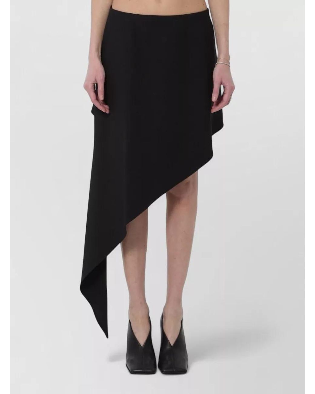 Alaïa Black Virgin Wool Asymmetric Mid-Rise Mini Skirt