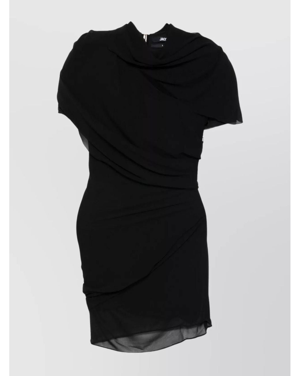 Jacquemus Black Draped Open Back High Neck Short Sleeve Mini Dress