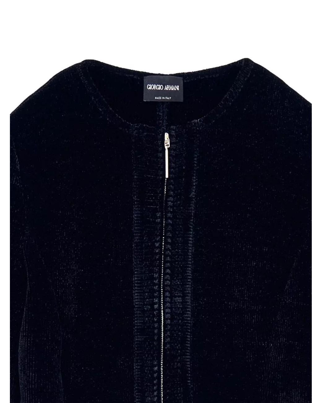 Giorgio Armani Blue Chenille Slim-Fit Crew-Neck Jacket