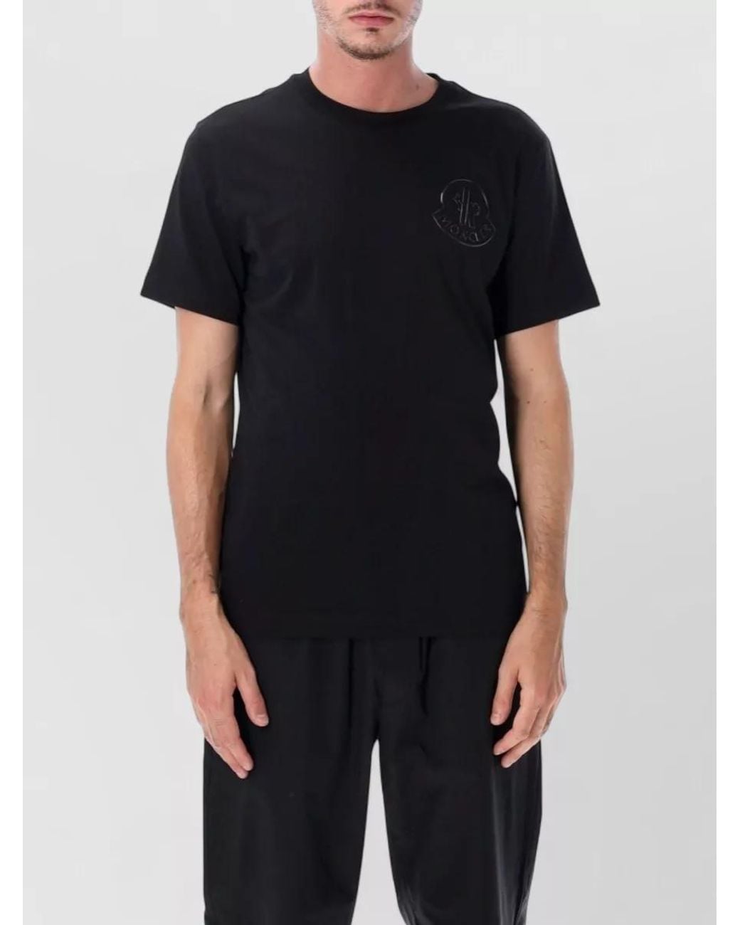 Moncler Black Cotton Regular-Fit Short-Sleeve T-Shirt for men