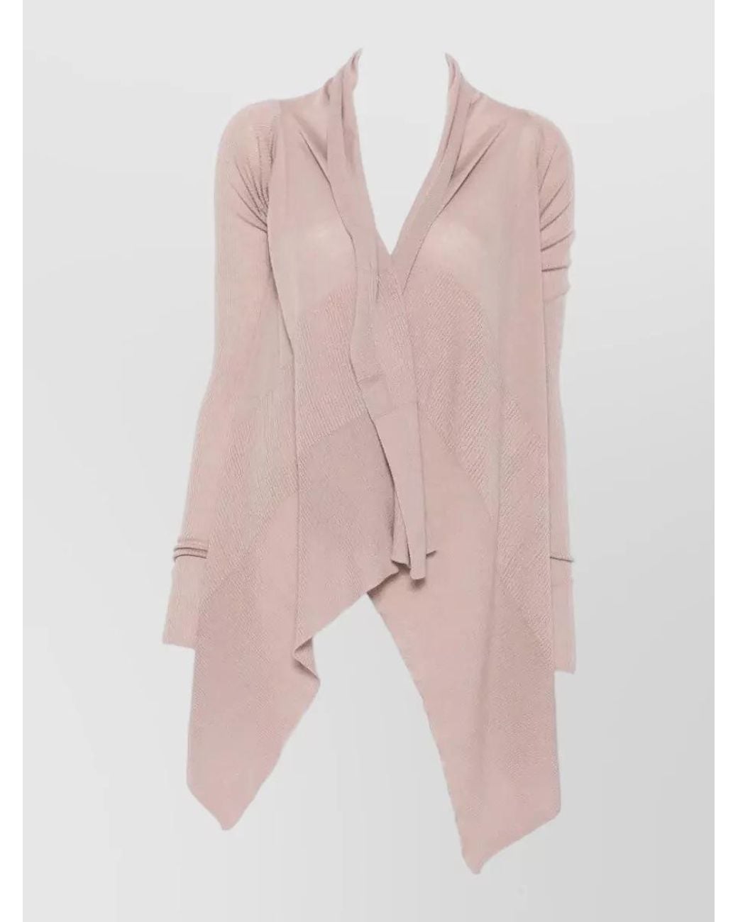 Rick Owens Pink Virgin Wool Draped Asymmetric Wrap Cardigan
