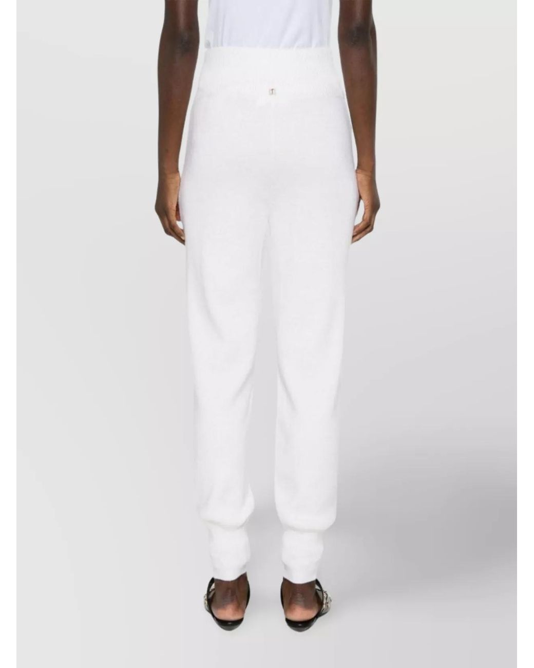 Chloé White Wool High-Rise Tapered Track Pants