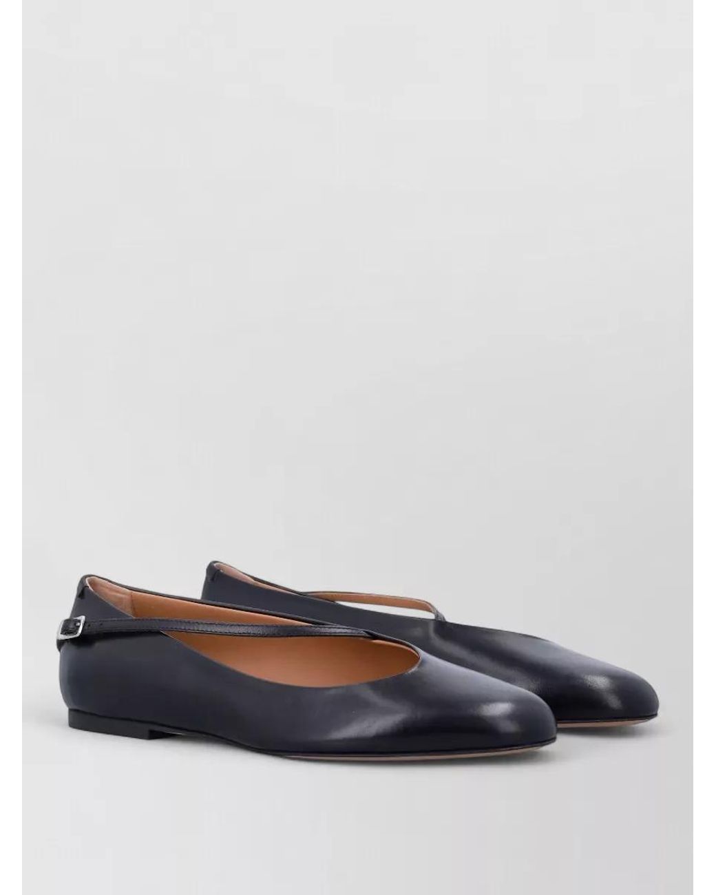 Jil Sander White Leather Asymmetric Strap Ballerina Flats