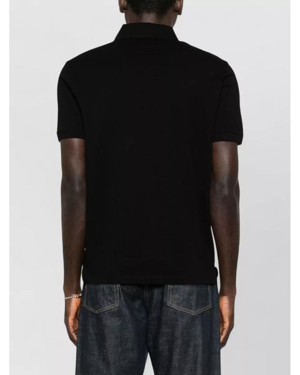Emporio Armani Black Cotton Logo Short-Sleeve Polo Shirt for men