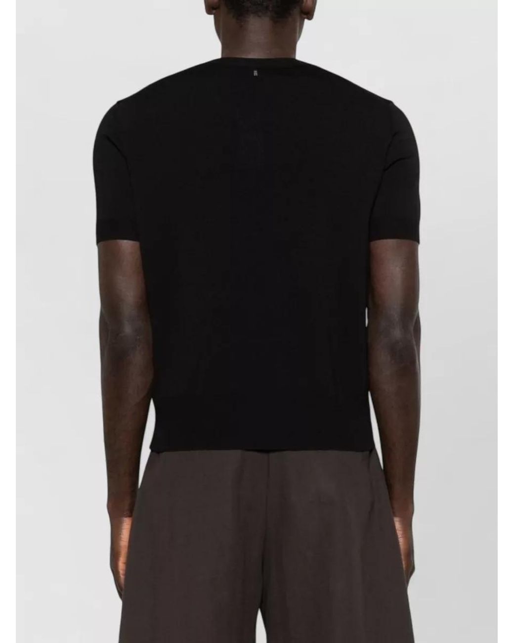 AMI Black Short-Sleeve Crew-Neck Jumper for men