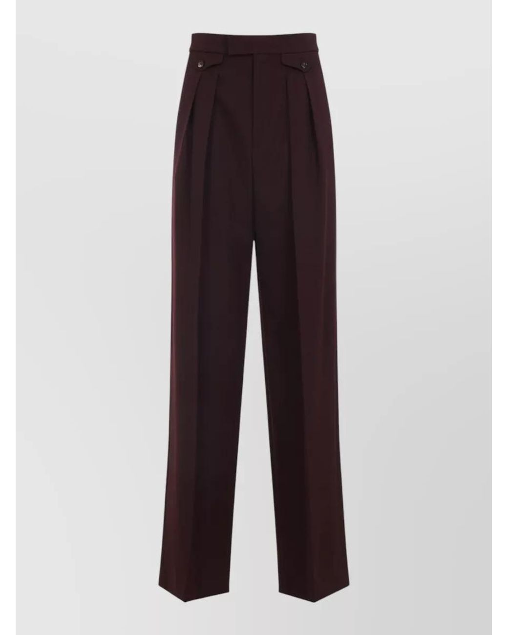 Chloé Purple Wool High-Rise Pleated Wide-Leg Trousers