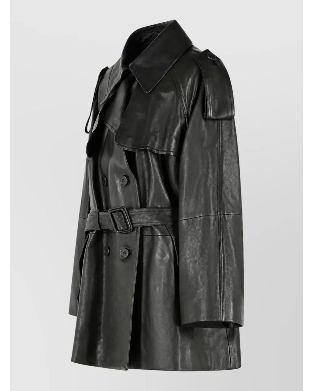 Acne Black Leather Single Breasted Coat
