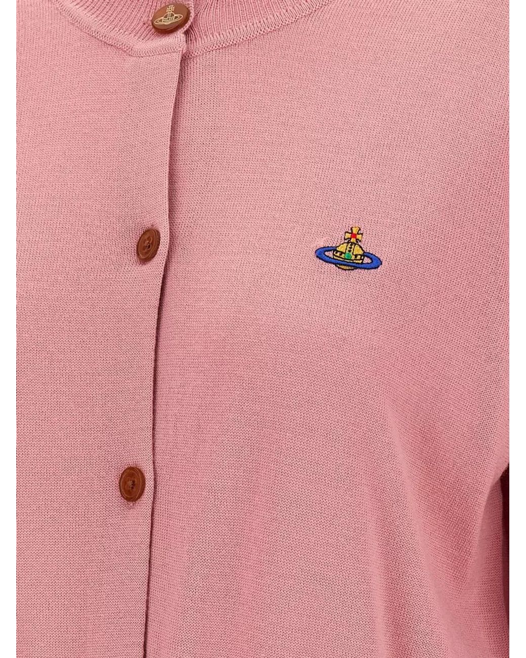 Vivienne Westwood Pink Wool Cropped Ribbed Cardigan