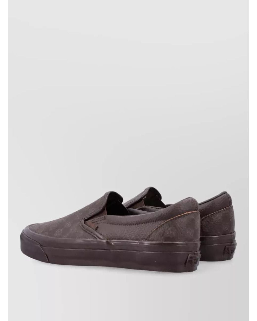 Vans Brown Leather Checkered Slip-On Sneakers