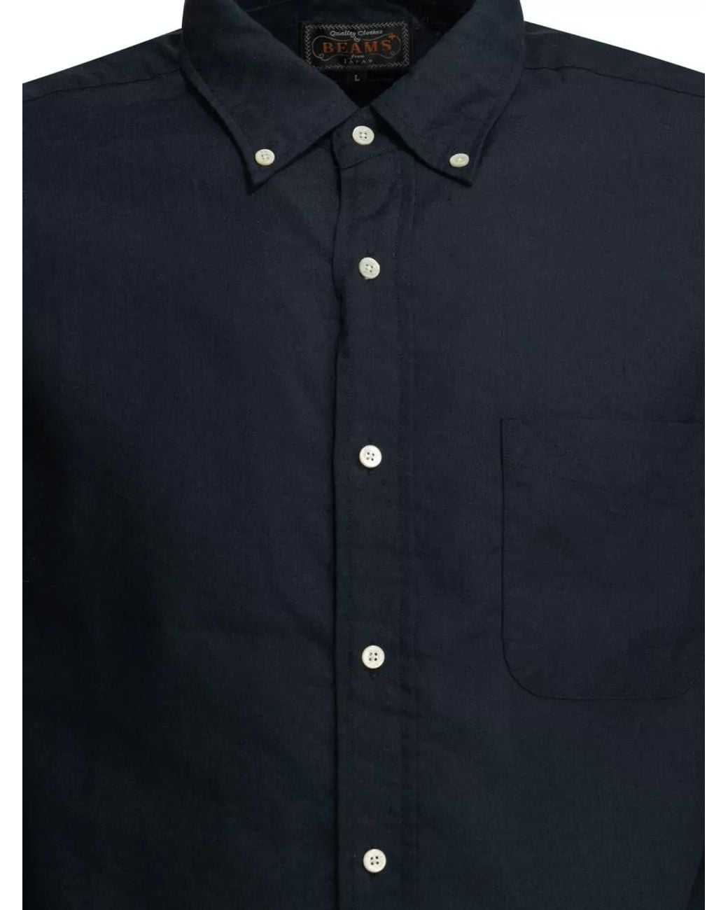 Beams Plus Blue Linen Blend Casual Shirt for men