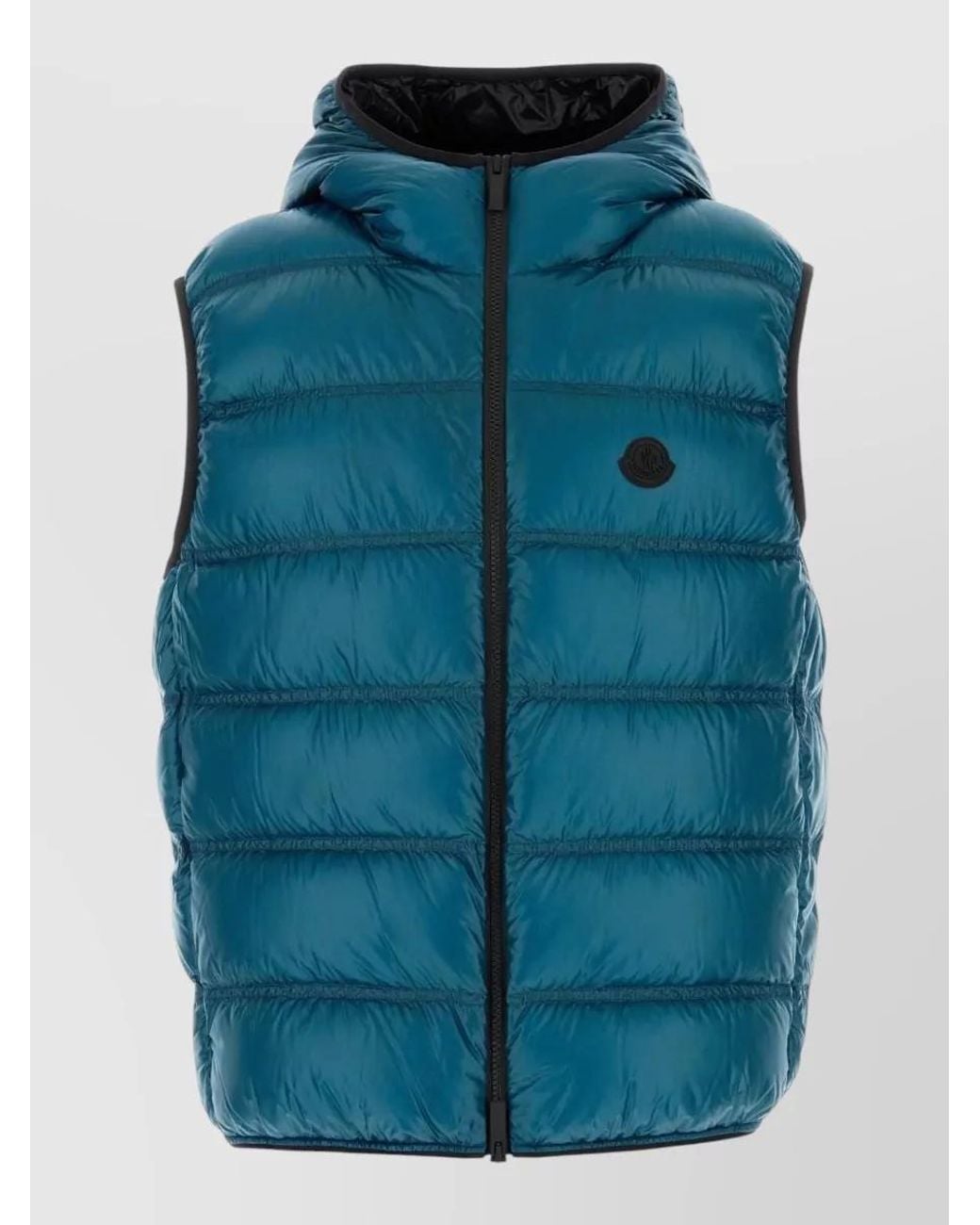 Moncler Blue Quilted Down Hooded Puffer Vest for men