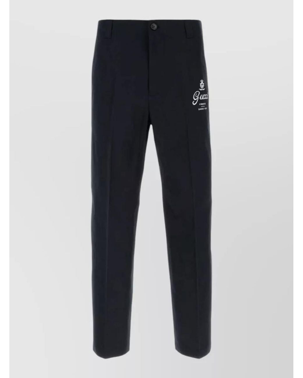 Gucci Blue Cotton Twill Straight-Leg Trousers for men