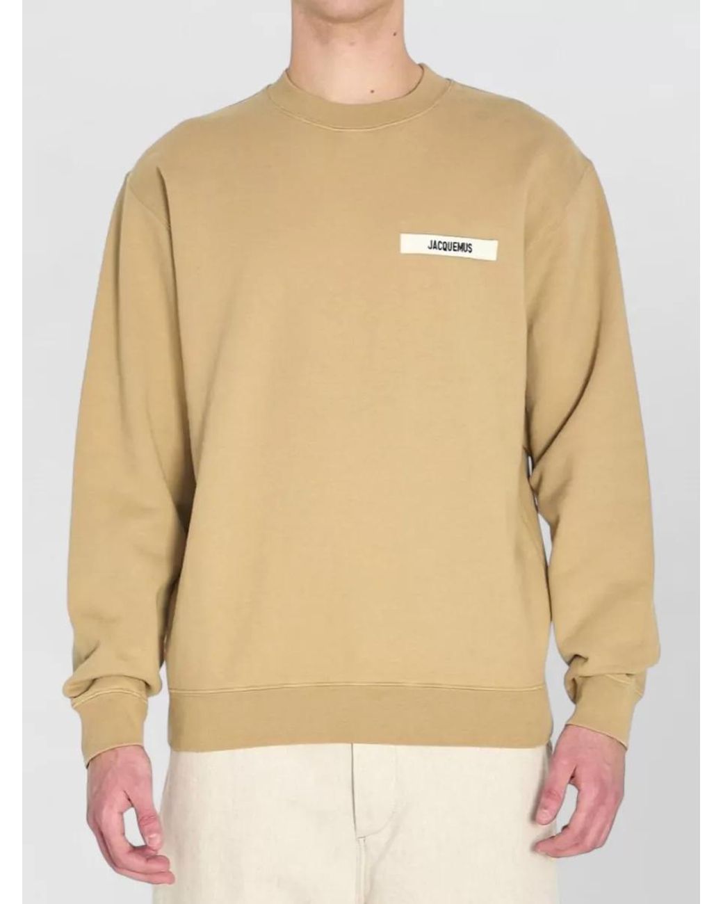 Jacquemus Natural Cotton Crewneck Logo-Embroidered Sweatshirt for men