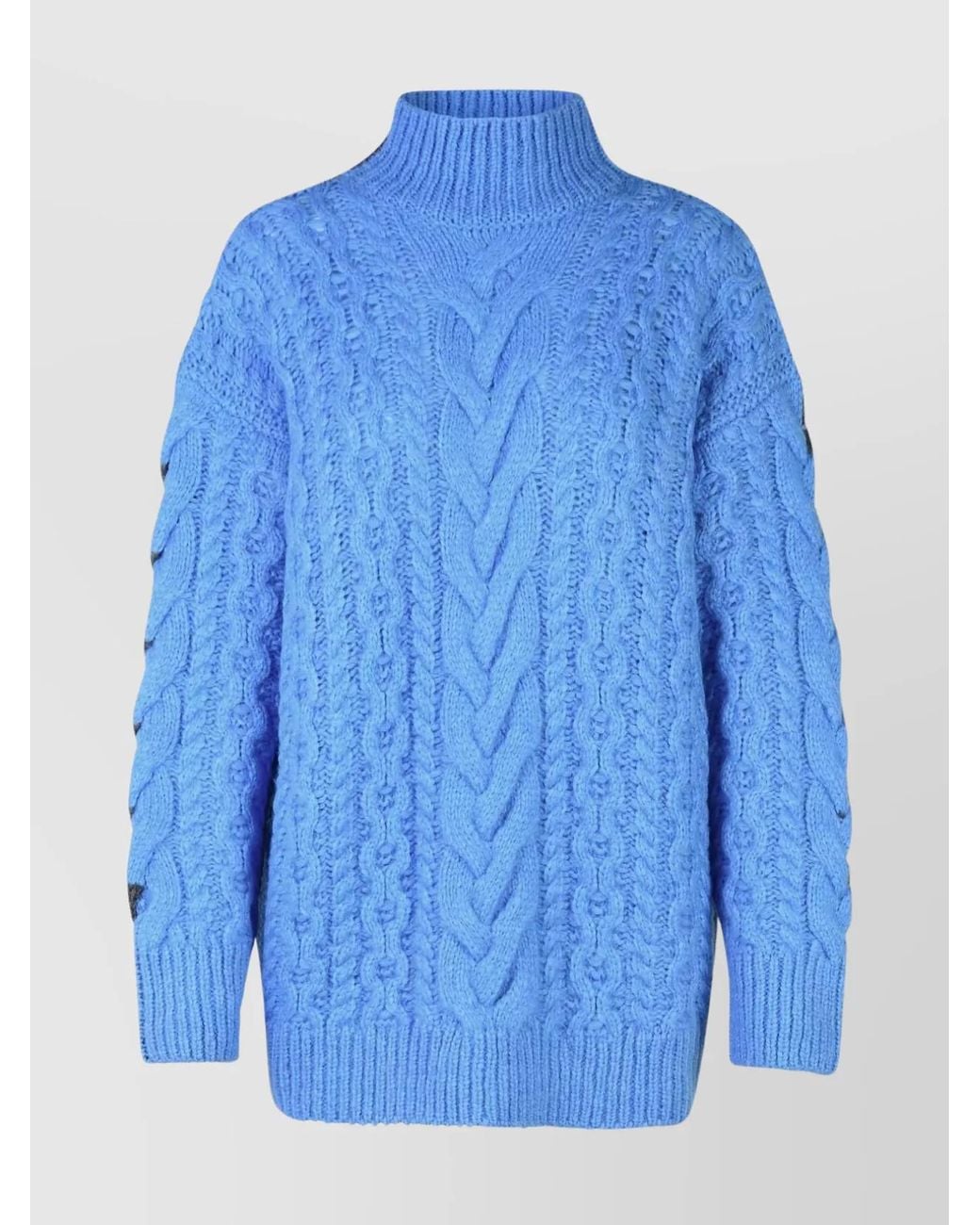 Stella McCartney Blue Two-Tone Alpaca Blend Turtleneck Sweater