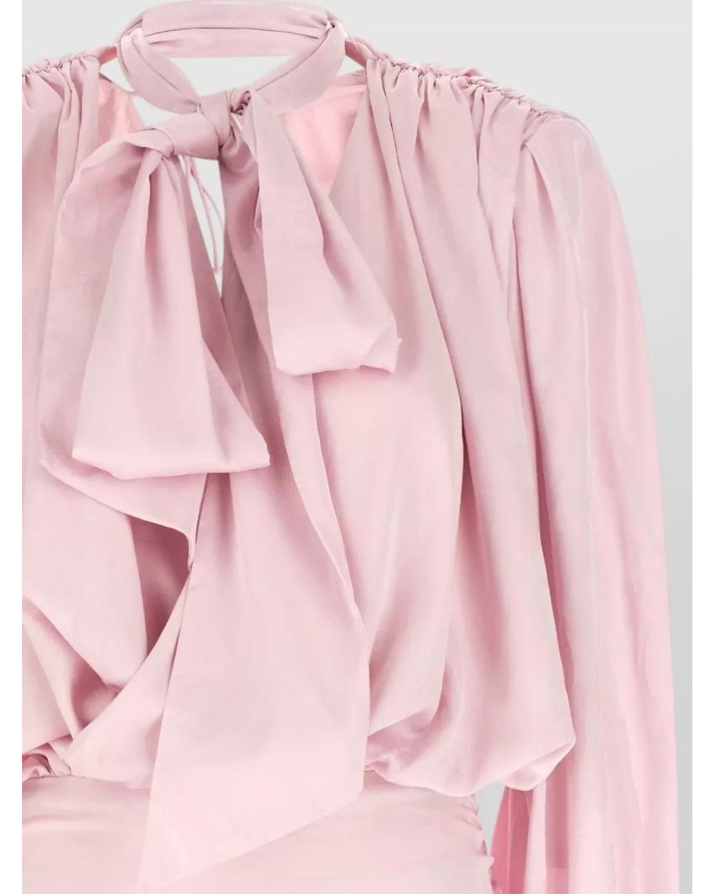 ROTATE BIRGER CHRISTENSEN Pink Floral-Print Draped V-Neck Long-Sleeve Mini Dress