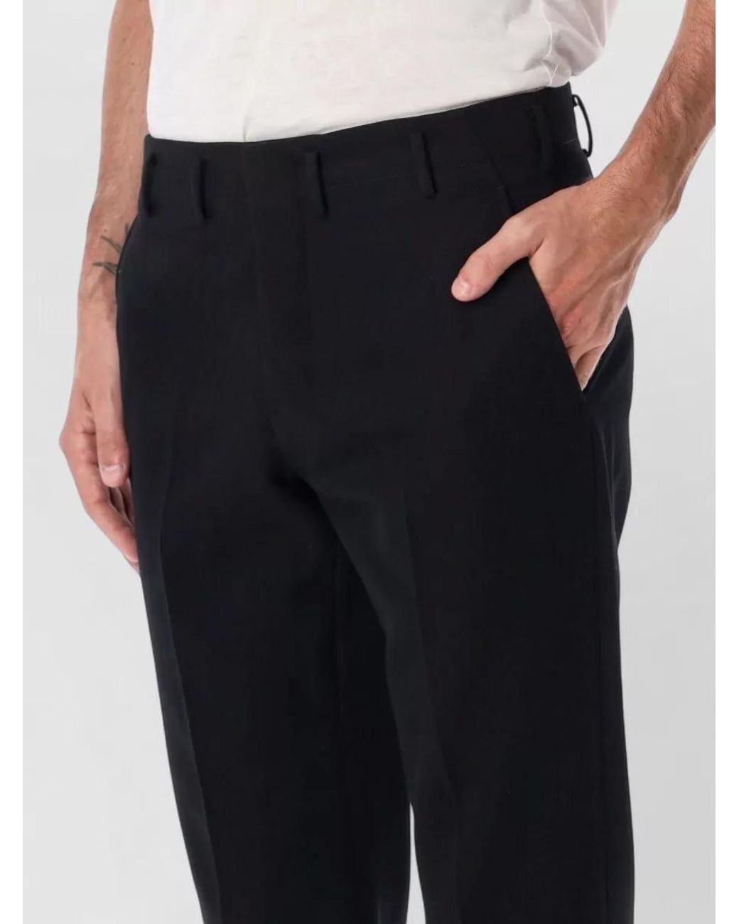 Prada Black Virgin Wool Tailored Trousers for men