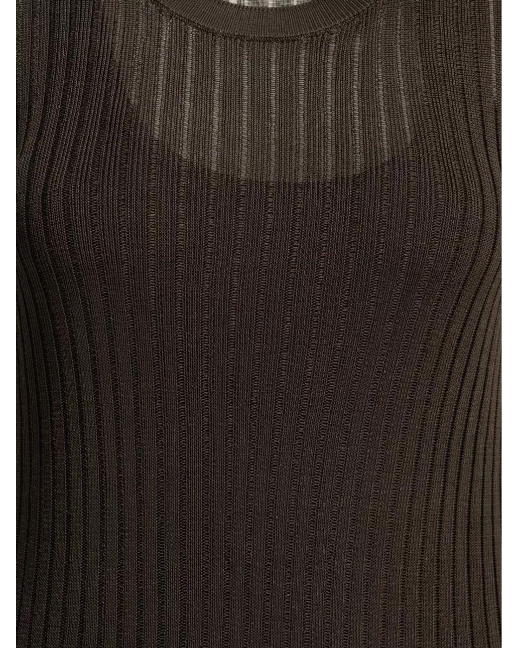 Loulou de Saison Brown Fine-Knit Midi Knit Dress