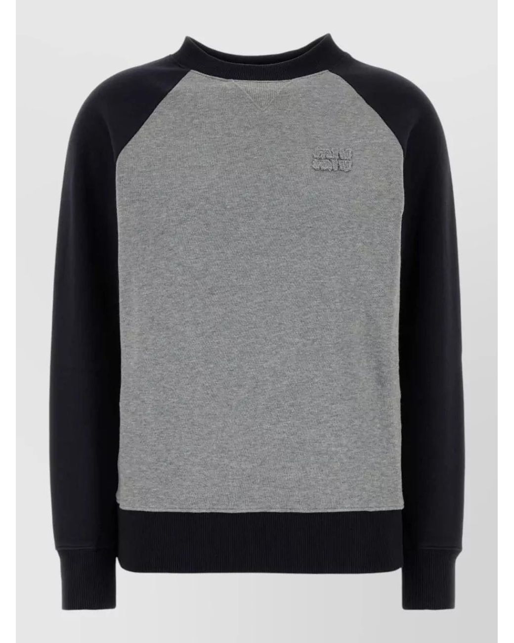 Miu Miu Black Cotton Bicolor Logo-Print Long-Sleeve Sweatshirt
