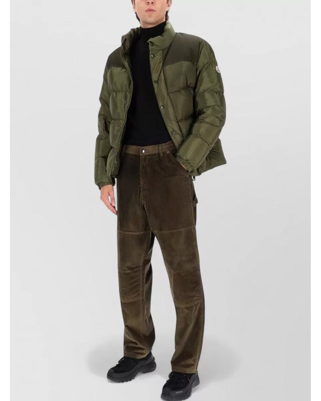 Moncler Brown Ribbed Loose Fit Trousers for men