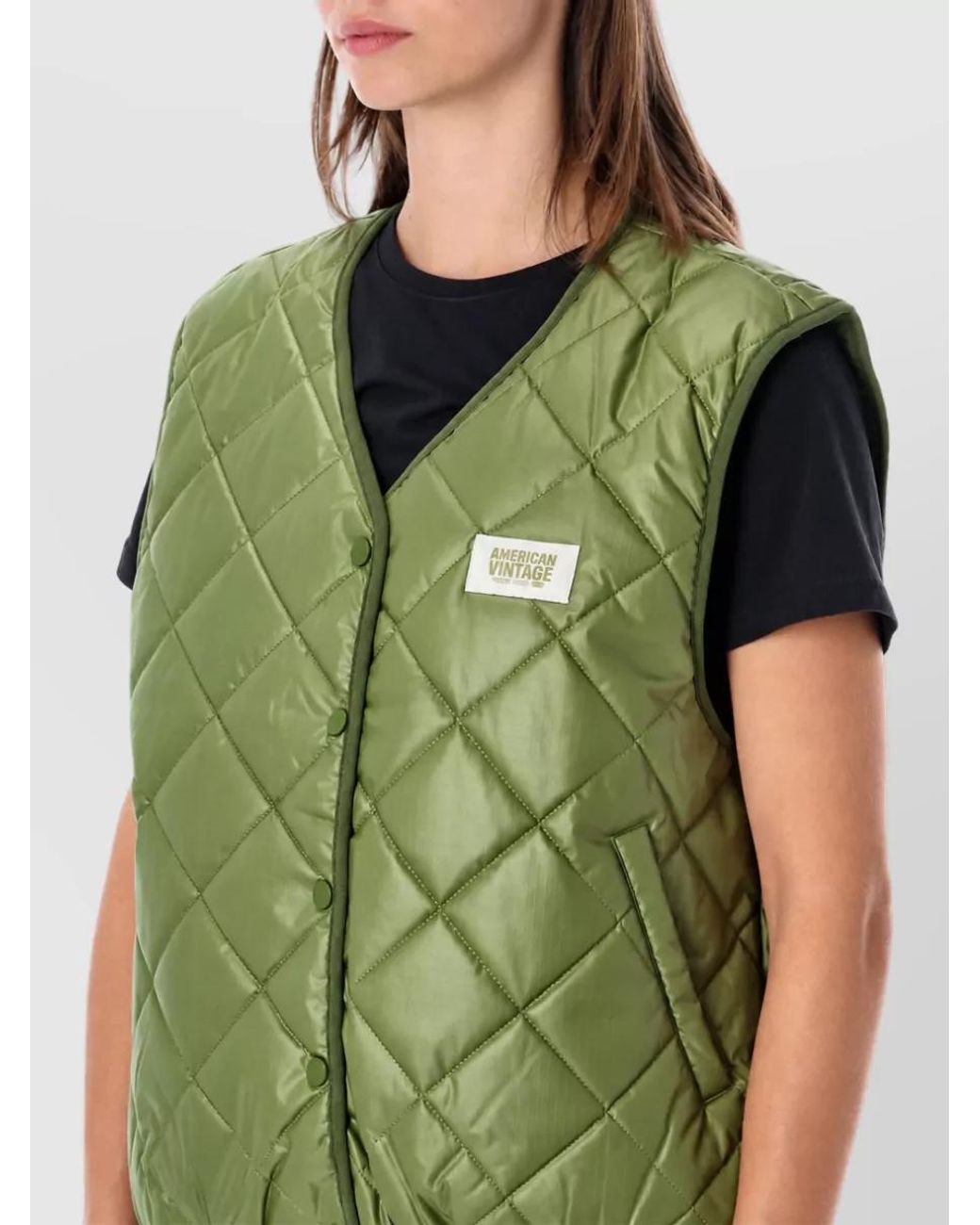 American Vintage Green Quilted Gilet