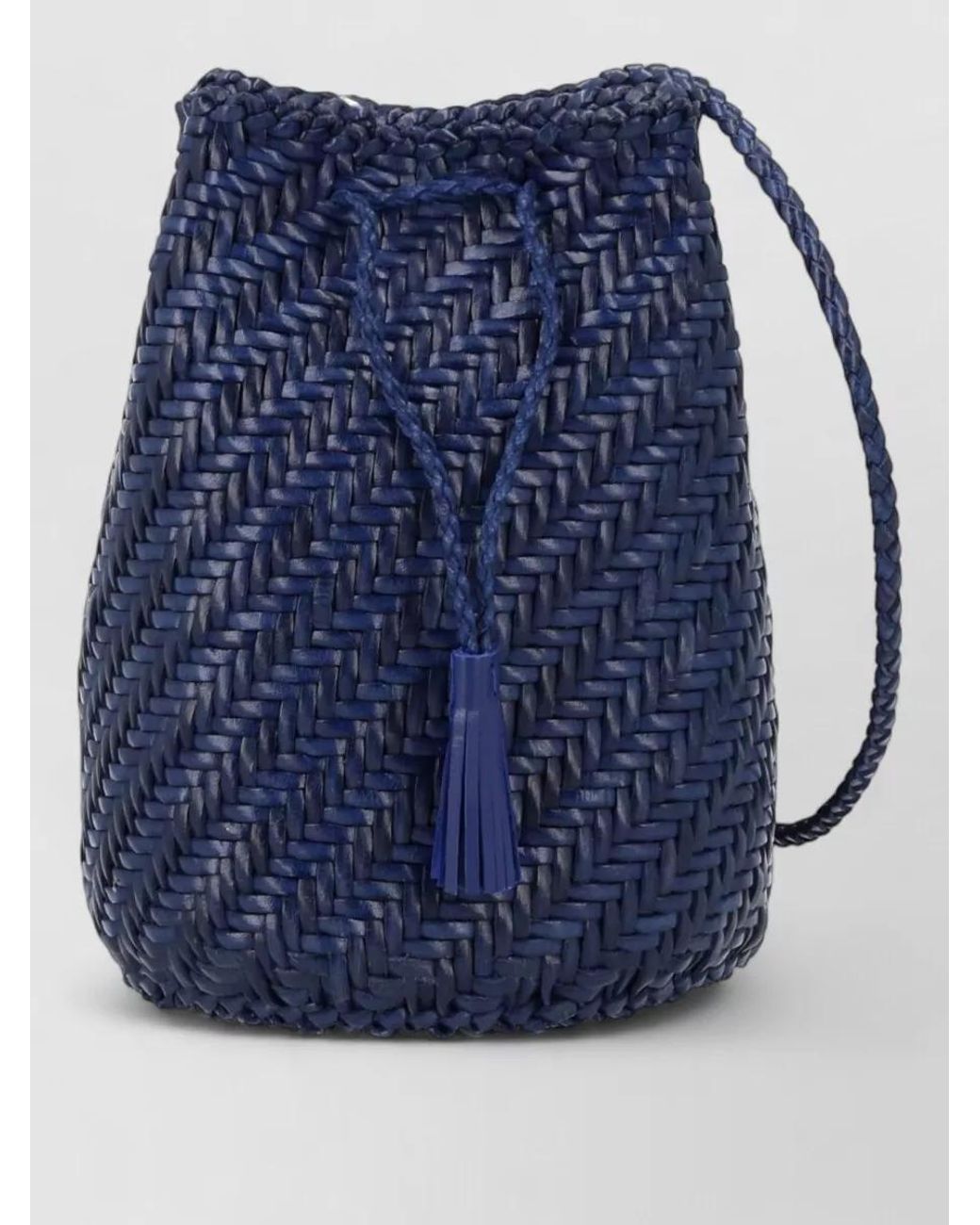 Dragon Diffusion Blue Pompom Double Jump Leather Bucket Bag