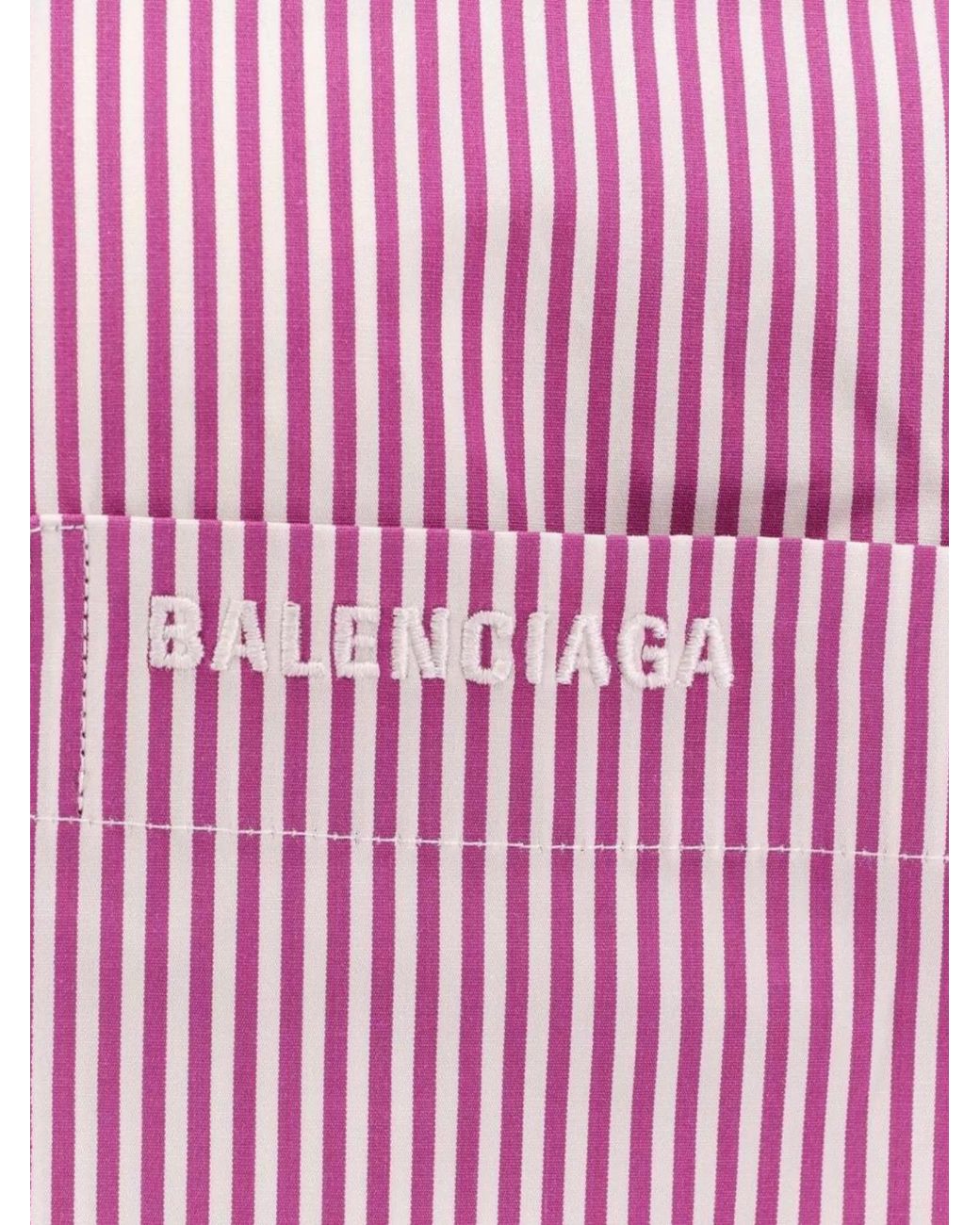 Balenciaga Pink Knotted Cuffs Cotton Shirt
