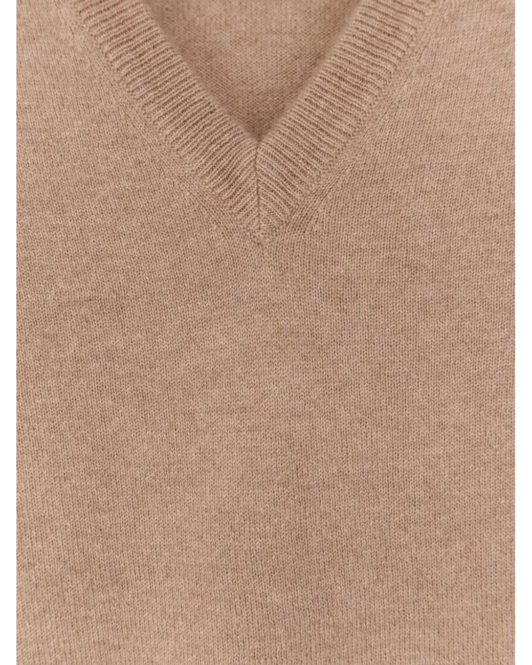 Brunello Cucinelli Natural Cashmere Ribbed V-Neck Regular-Fit Jumper for men