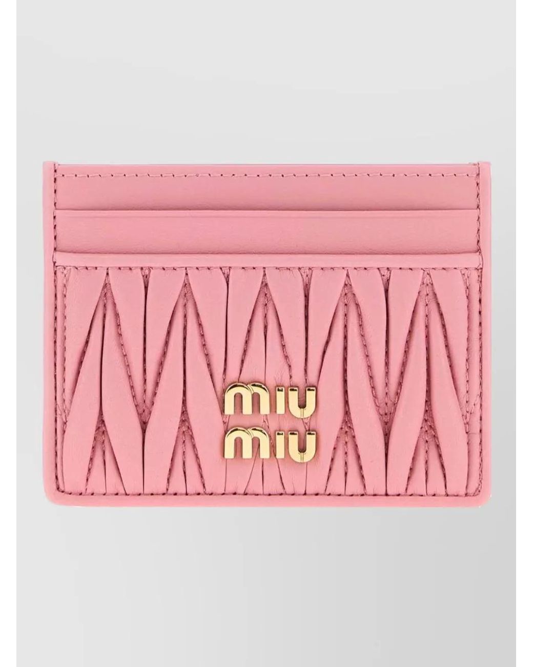 Miu Miu Pink Lamb Leather Matelassé Card Holder