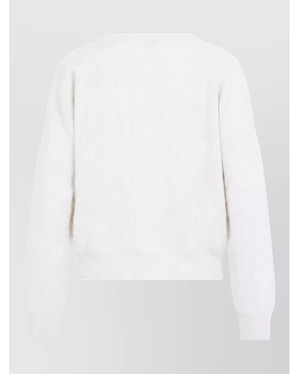 Peserico White Cashmere Silk Wool Ribbed V-Neck Cardigan