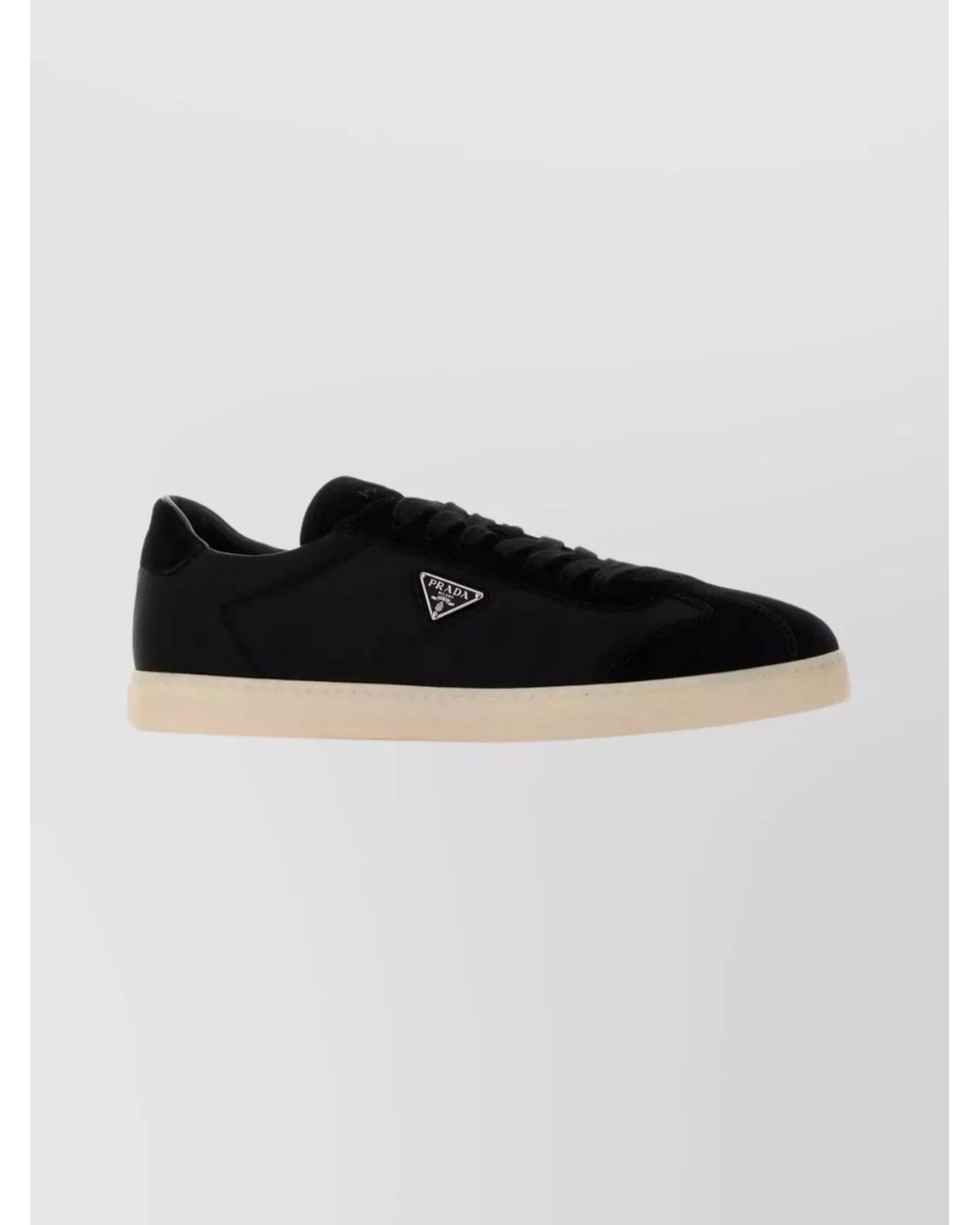 Prada Black Triangle Logo Suede Low-Top Sneakers for men