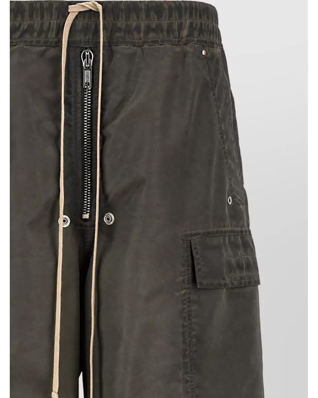 Rick Owens Gray Nylon Oversized Wide-Leg Cargo Shorts for men
