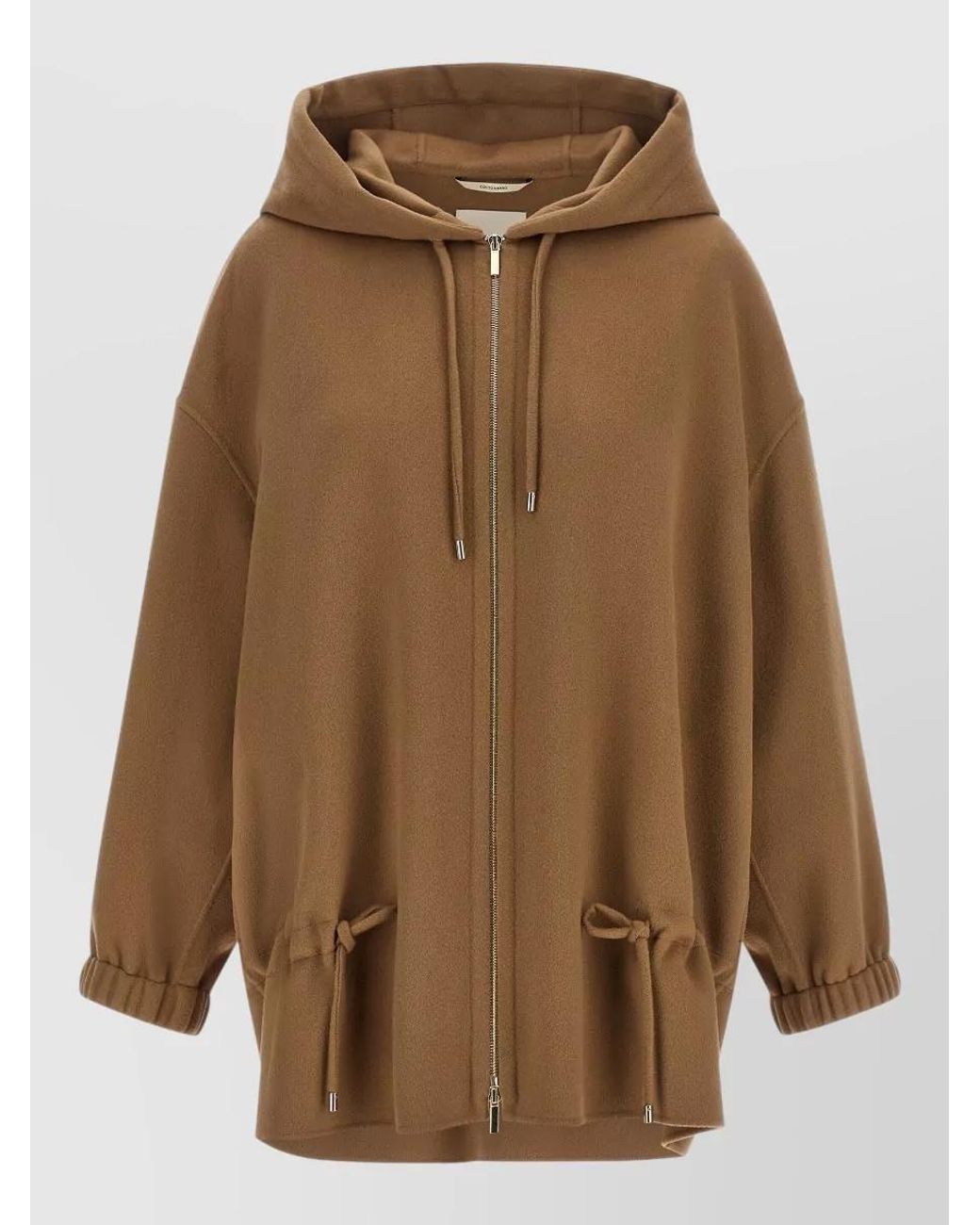 Max Mara Natural Wool Hooded Coat