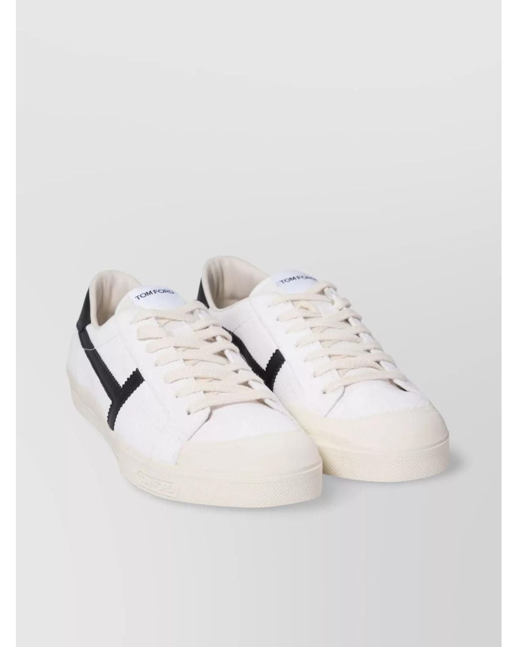 Tom Ford Natural Heel Tab Low-Top Rubber Sole Sneakers for men