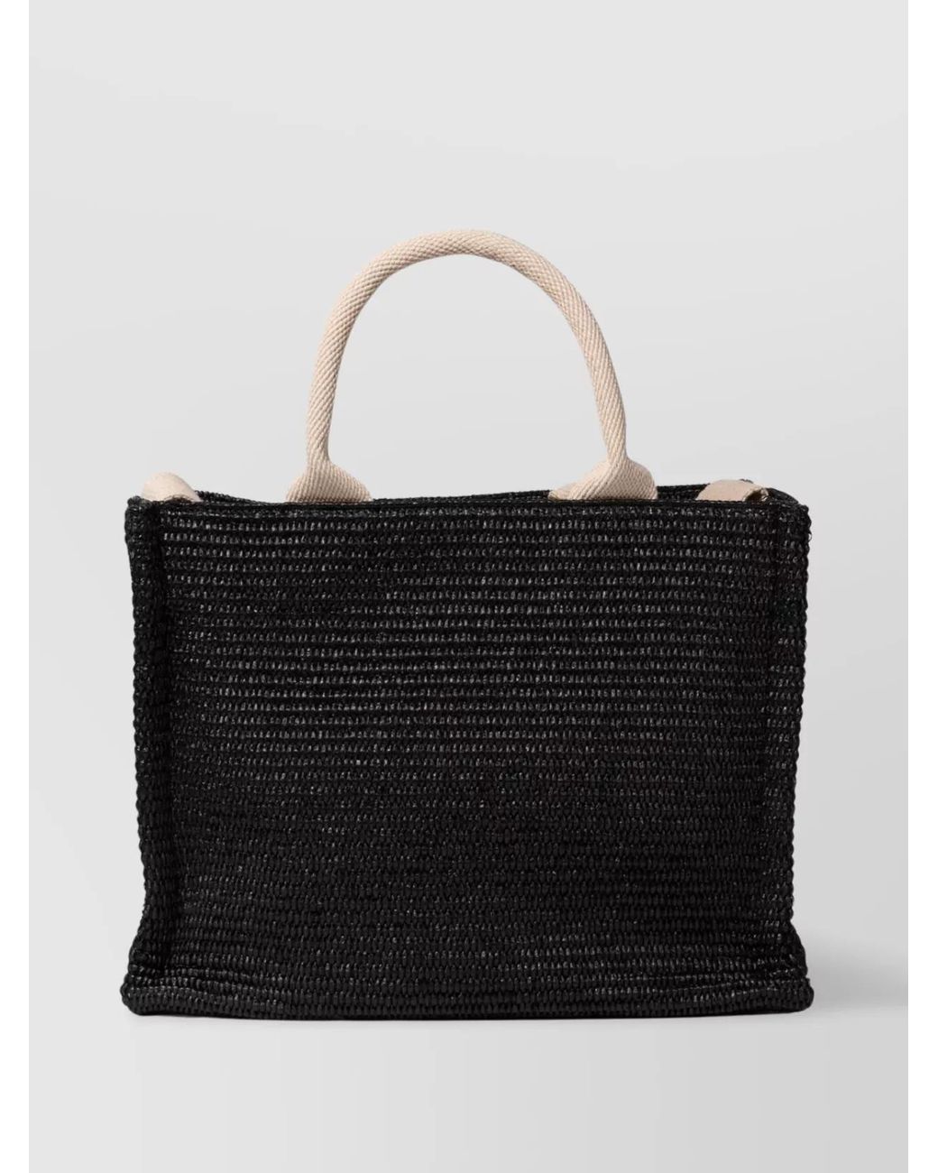 Marni Black Raffia-Effect Small Tote Bag