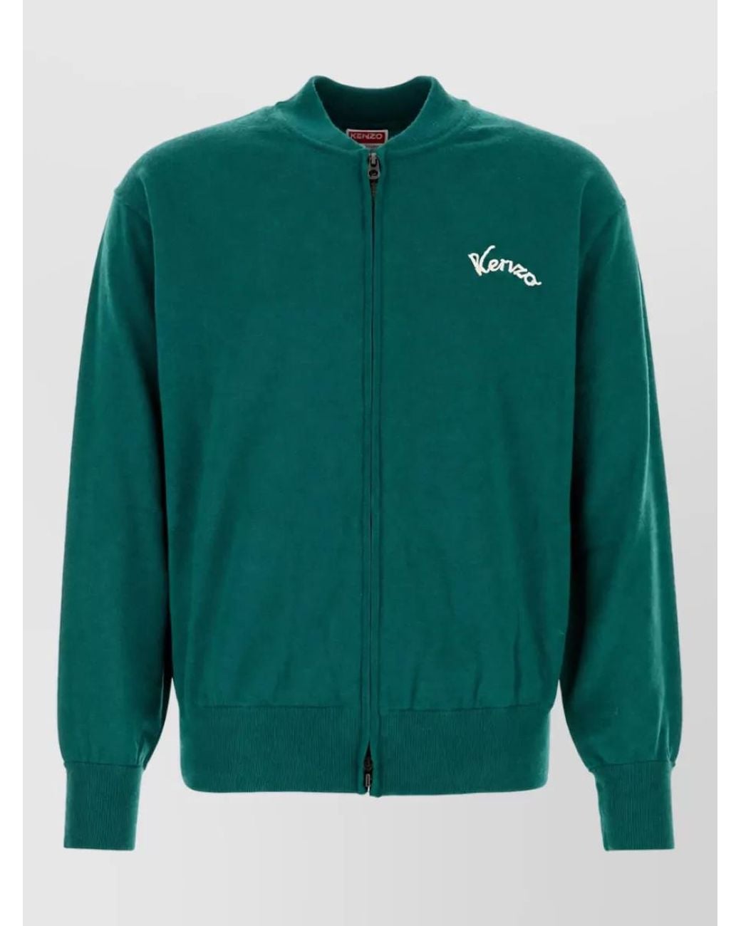 KENZO Green Wool Zip Cardigan for men