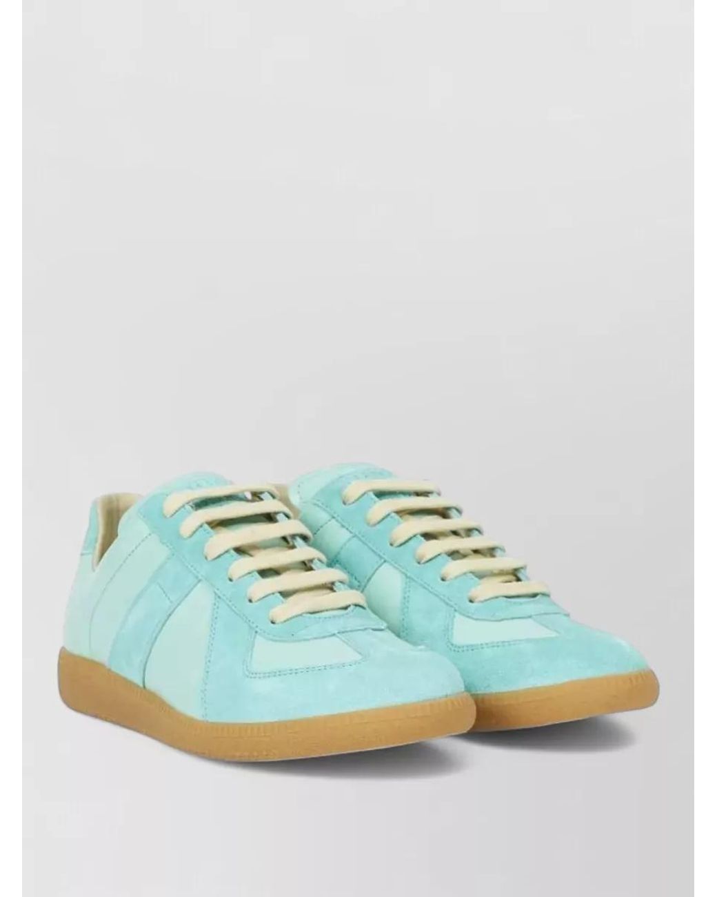 Maison Margiela Blue Leather Replica Lace-Up Sneakers for men
