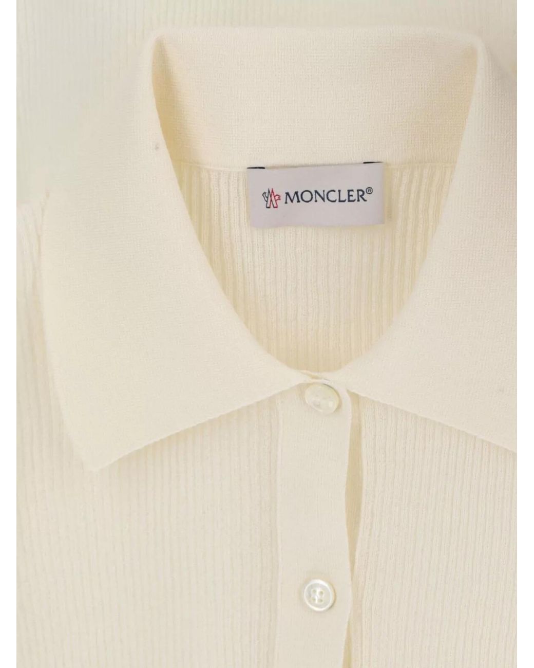 Moncler Natural Short-Sleeve Polo Top
