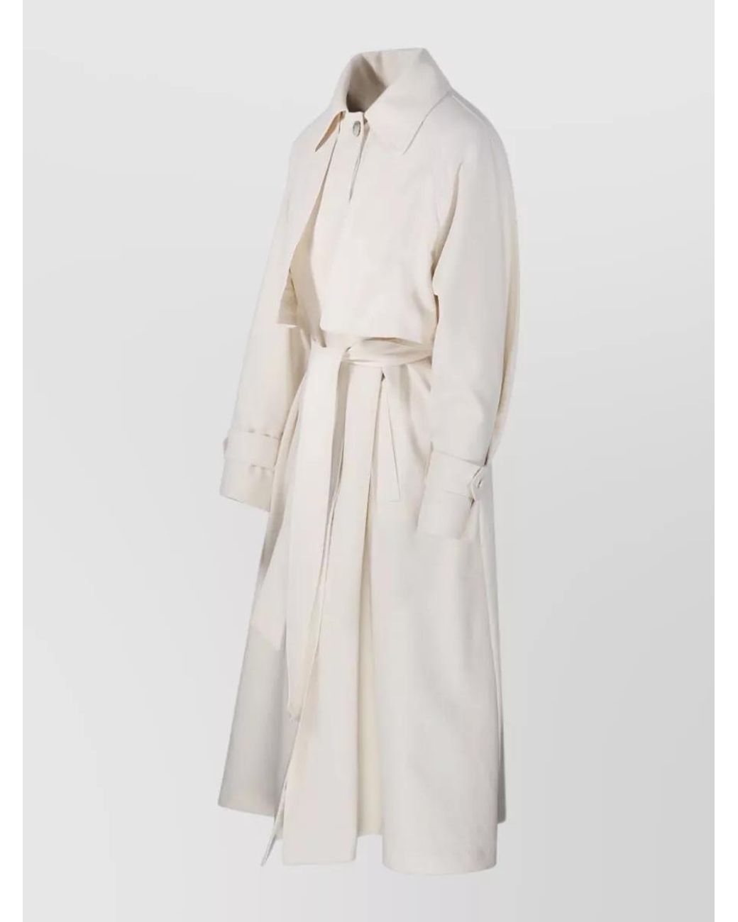 Herno Natural Long Raincoat Belted Waist Buttoned Cuffs Collar