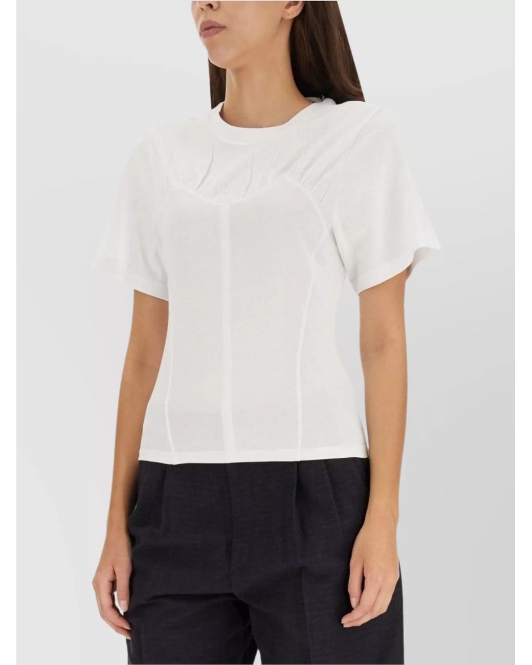 Isabel Marant White Cotton Trompe-L'Œil Bustier-Effect Short-Sleeve T-Shirt
